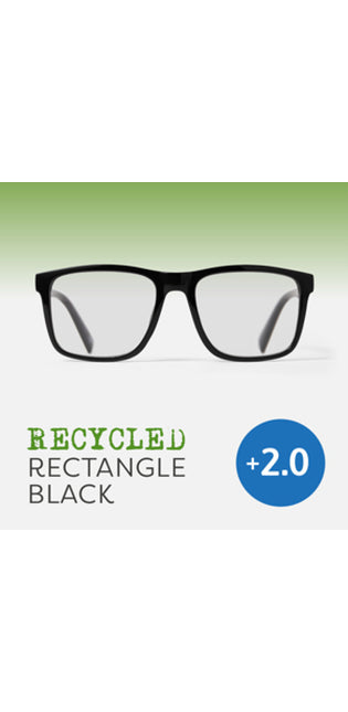 Recycled Easy Readers Rectangle Black +2.0