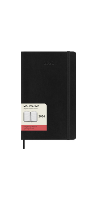 2026 12-month Black Large Daily Softcover Diary
