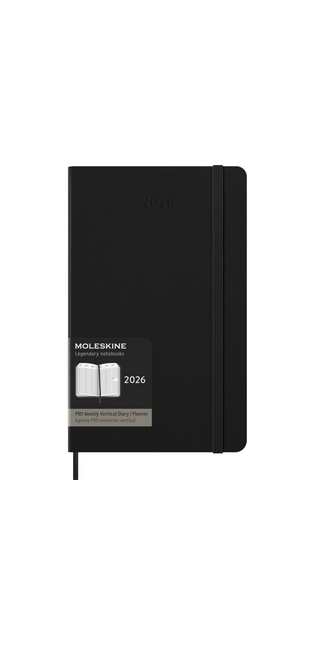 2026 12-month Black Large Pro Weekly Vertical Hardcover