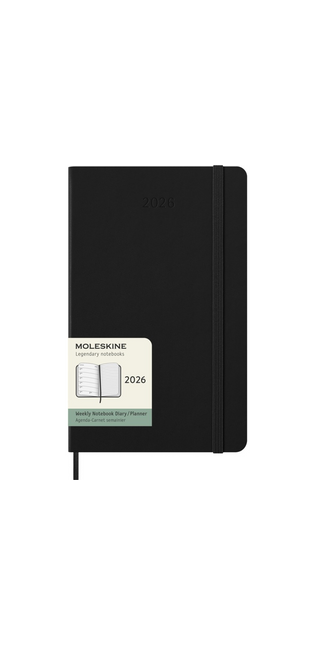 2026 12-month Black Large Weekly Notebook/Diary Hardcover
