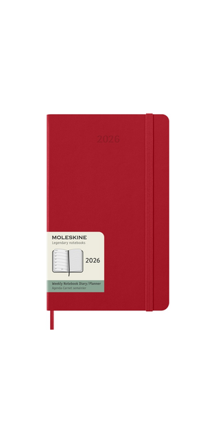 2026 12-month Scarlet Red Large Weekly Notebook/Diary Hardcover