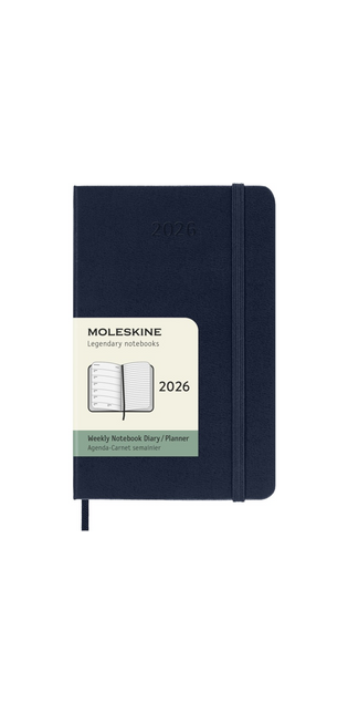 2026 12-month Sapphire Blue Pocket Weekly Notebook/Diary Hardcover