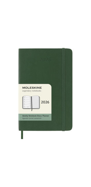 2026 12-month Myrtle Green Pocket Weekly Notebook/Diary Softcover
