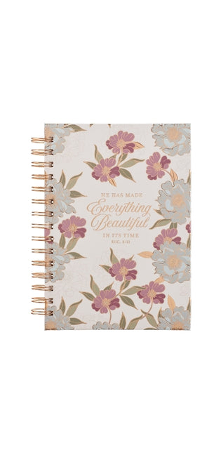 Journal Spiral-Bound White Floral Everything Beautiful Ecc. 3:11