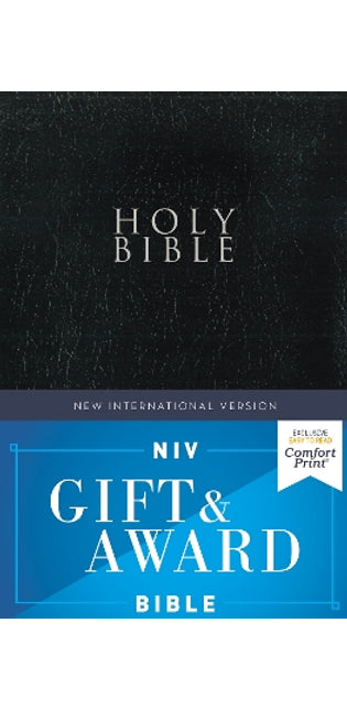 NIV, Gift and Award Bible, Leather-Look, Black, Red Letter, Comfort Print