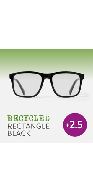 Recycled Easy Readers Rectangle Black +2.5