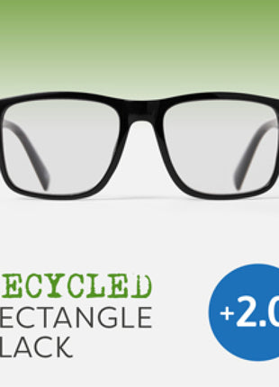 Recycled Easy Readers Rectangle Black +2.0