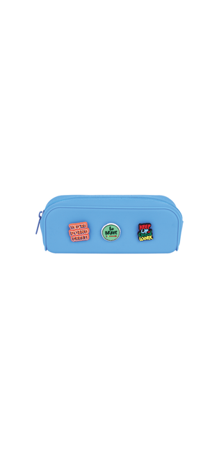 Blue Silicone Pencil Case with Charms