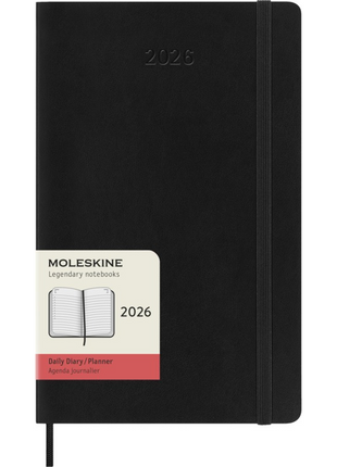 2026 12-month Black Large Daily Softcover Diary