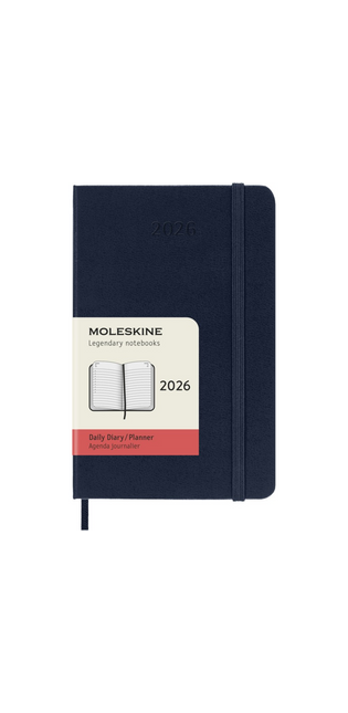 2026 12-month Sapphire Blue Pocket Daily Hardcover Diary