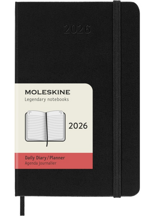 2026 12-month Black Pocket Daily Hardcover Diary