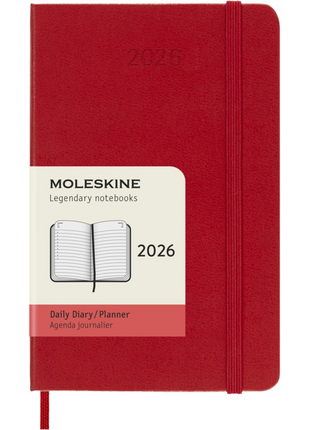 2026 12-month Scarlet Red Pocket Daily Hardcover Diary