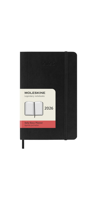 2026 12-month Black Pocket Daily Softcover Diary