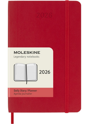 2026 12-month Scarlet Red Pocket Daily Softcover Diary