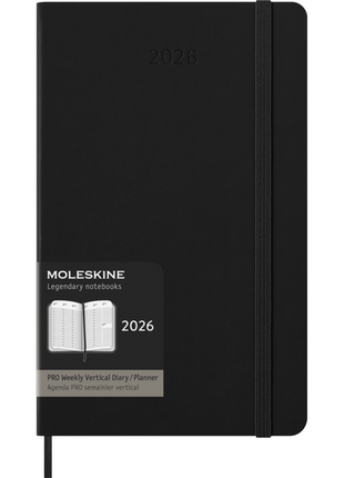 2026 12-month Black Large Pro Weekly Vertical Hardcover