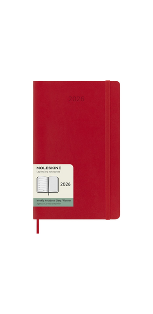 2026 12-month Scarlet Red Large Weekly Notebook/Diary Softcover