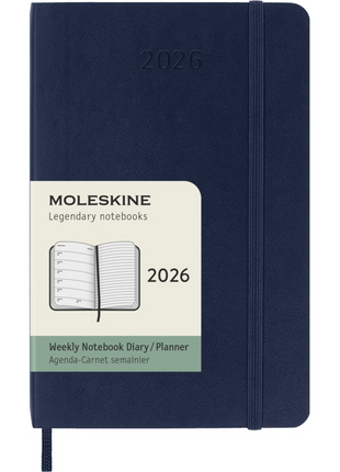 2026 12-month Sapphire Blue Pocket Weekly Notebook/Diary Softcover