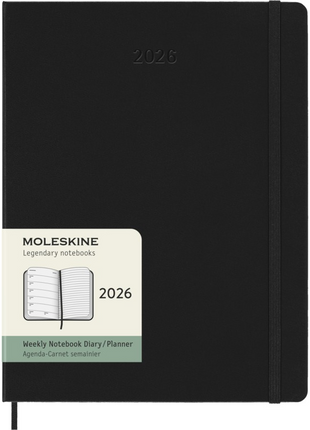 2026 12-month Black XLarge Weekly Notebook/Diary Hardcover