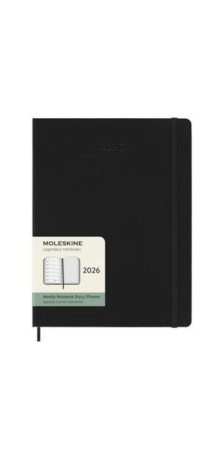 2026 12-month Black XLarge Weekly Notebook/Diary Hardcover