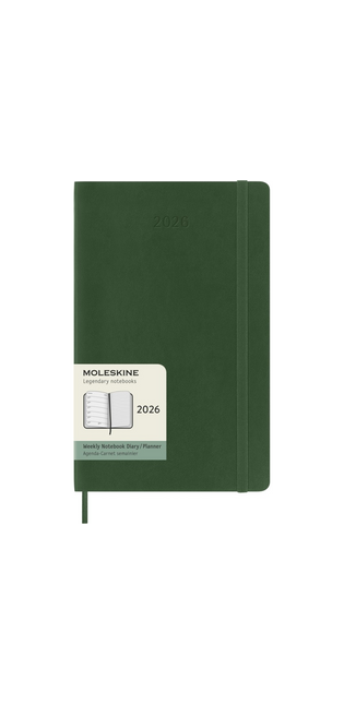 2026 12-month Myrtle Green Large Weekly Notebook/Diary Softcover