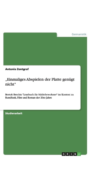"Einmaliges Abspielen der Platte genügt nicht