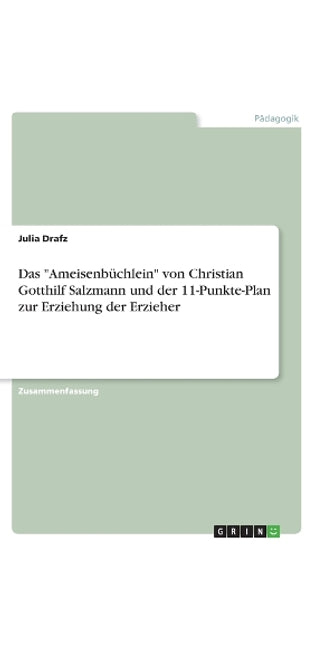 "Ameisenbüchlein" von Christian Gotthilf Salzmann und der 11-Punkte-Plan zur Erziehung der Erzieher