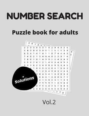 Number search puzzle book for adults + solutions vol.2