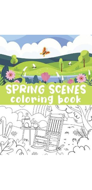 Spring scenes coloring book
