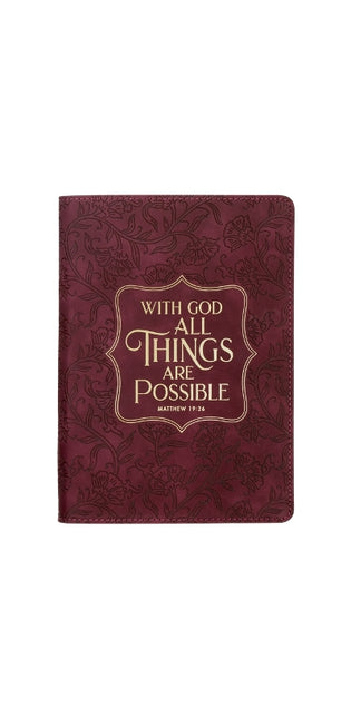 Journal Classic Burgundy with God Matt. 19:26