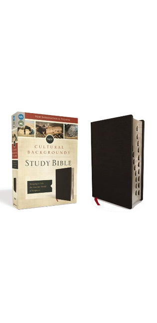 NIV, Cultural Backgrounds Study Bible, Bonded Leather, Black, Red Letter, Thumb Indexed
