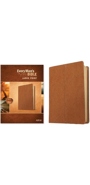 NIV Every Man's Bible, Large Print, Cross Saddle Tan