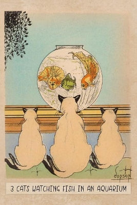 Three Cats Watching Fish in an Aquarium
