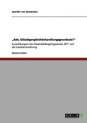 "Ade, Gläubigergleichbehandlungsgrundsatz?